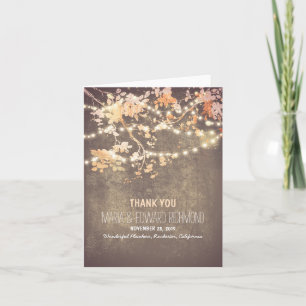 Romantic string lights wedding thank you card