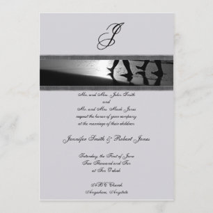 Romantic Stroll Monogram Grey Wedding Invitation