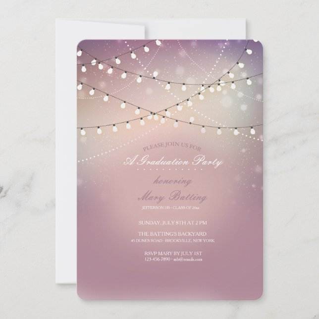 Romantic Strung Lights Graduation Party Invitation (Front)