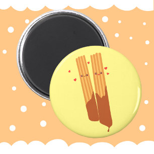 Romantic Sugary Spanish Churros  With Chocolate Magnet