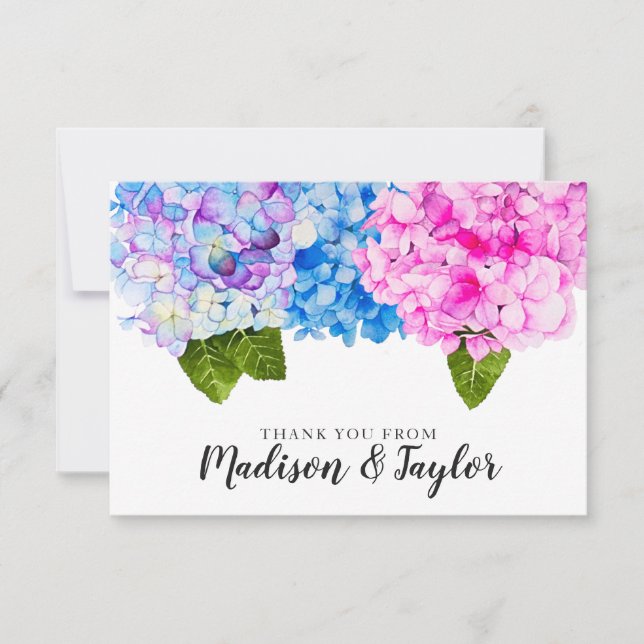 Romantic Summer Flowers Watercolor Illustration Thank You Card (Front)