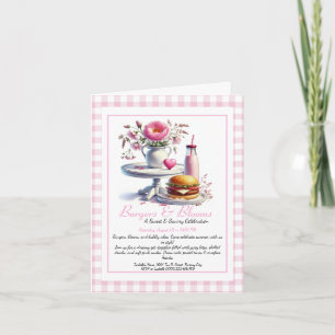 Romantic Summer Party Watercolor Burger & Pink Invitation