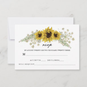 Romantic Sunflower Watercolor RSVP Card