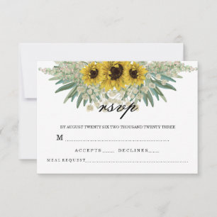 Romantic Sunflower Watercolor RSVP Card