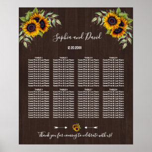 Romantic Sunflowers Barn Wedding Seating Chart