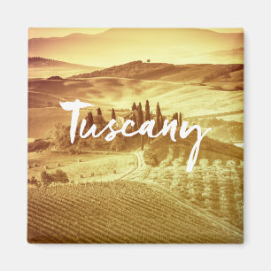 Romantic sunny tuscany Italy brush typography Magnet