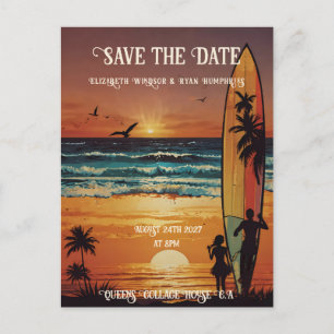 Romantic Sunset Beach Scene with Tropical Elegance Postcard