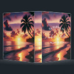 Romantic Sunset Beach Wedding Binder<br><div class="desc">A breathtaking beach sunset scene featuring a golden and purple sky,  calm ocean waves,  and a black silhouette of a palm tree on the right. The warm hues reflect on the water,  creating a romantic and serene atmosphere—perfect for a wedding invitation.</div>