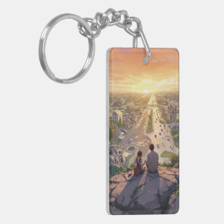 Romantic Sunset Couple Keepsake Keychain