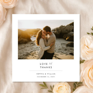 Romantic Sunset Destination Beach Photo Wedding Thank You Card