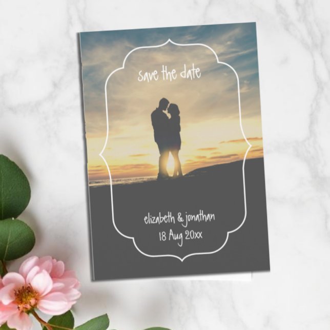 Romantic Sunset Geometric Frame Wedding Save The Date (Creator Uploaded)