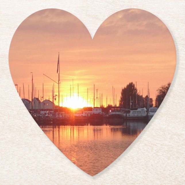 Romantic Sunset Heart Coaster (Front)
