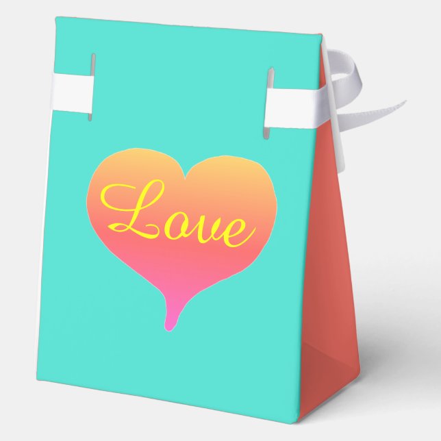 Romantic Sunset Hearts Coral Favor Box (Back)