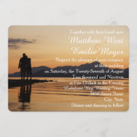 Romantic Sunset Land and Sea Wedding Invitation