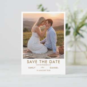romantic sunset photo save the date card