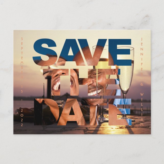 Romantic Sunset Photo Wedding Save The Date Postcard (Front)