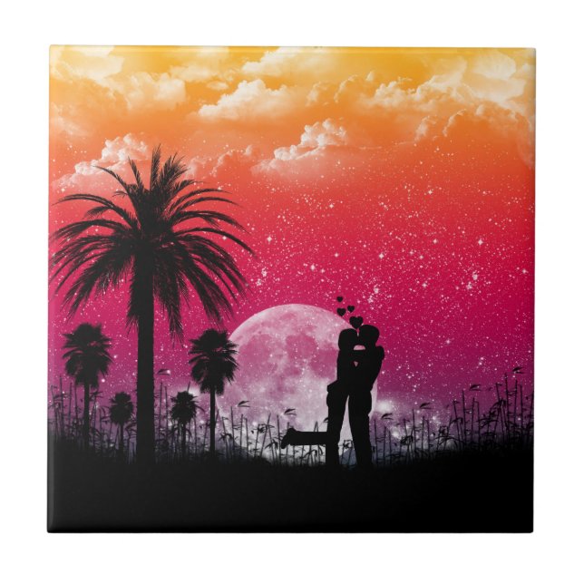 Romantic Sunset Wall Tile (Front)