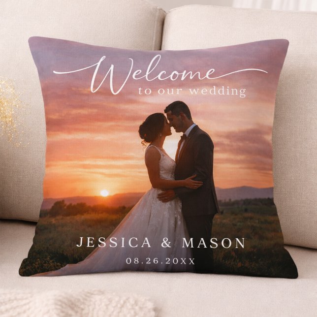Romantic Sunset Wedding Gift Throw Pillow (Creator Uploaded)