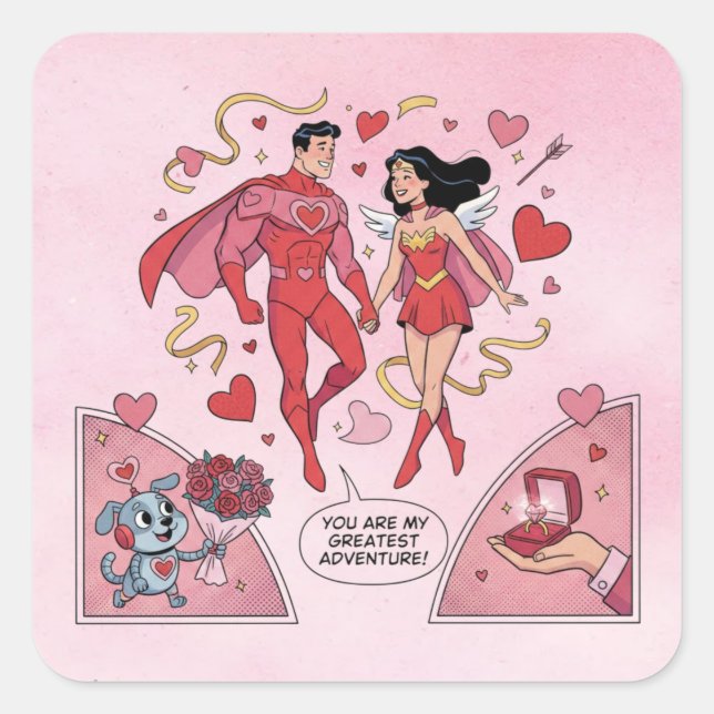 Romantic Superhero Couple Sticker (Devant)