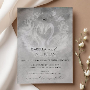 Romantic Swan Lake Wedding Invitation