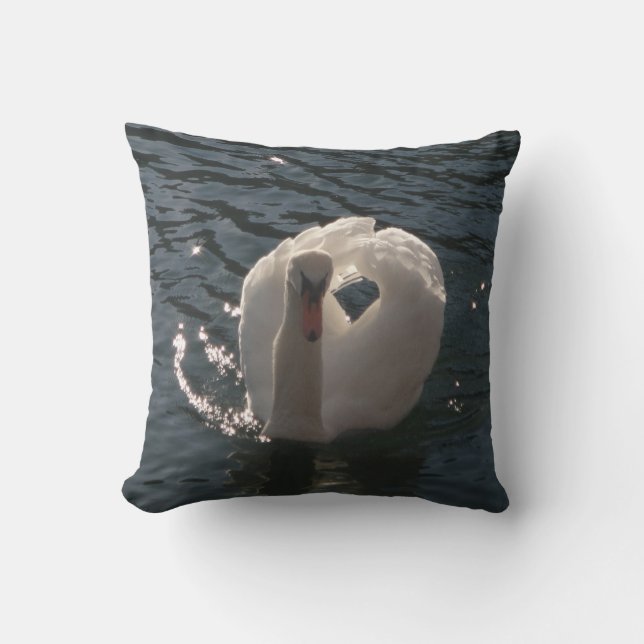 romantic swan throw pillow (Front)