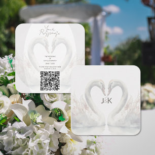 Romantic Swan Wedding QR Code RSVP Enclosure