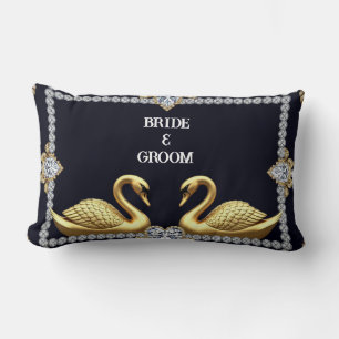 Romantic Swan Wedding Ring Symbol For Couples Lumbar Pillow