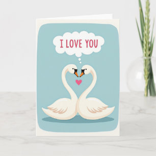 Romantic Swans Heart Love Matte Card