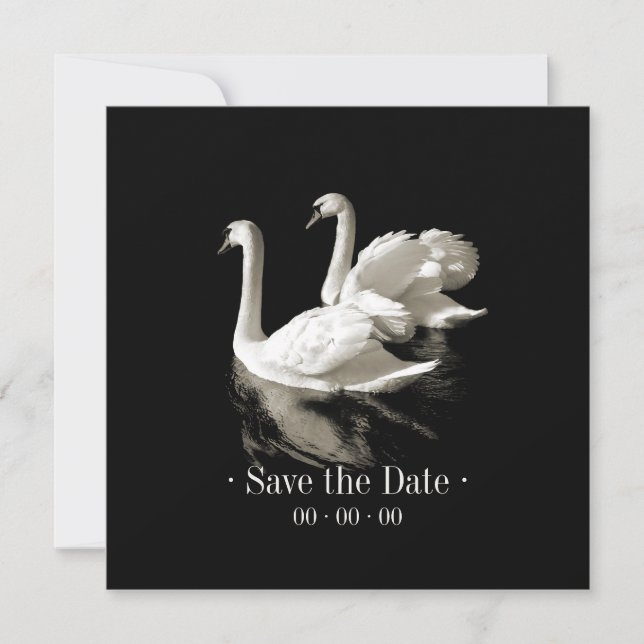 Romantic Swans - Save the date announcement (Front)