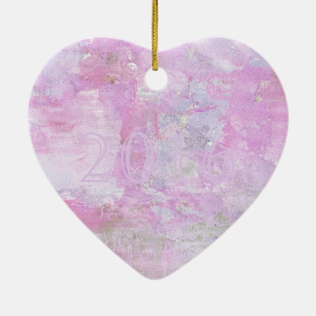 Romantic Sweet Happy New Year 2016 Soft Pink Ceramic Ornament (Back)