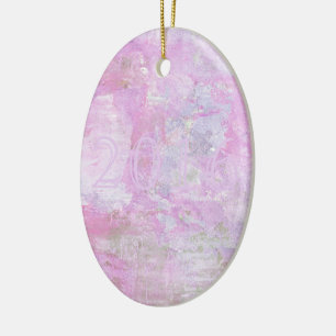 Romantic Sweet Happy New Year 2016 Soft Pink Ceramic Ornament