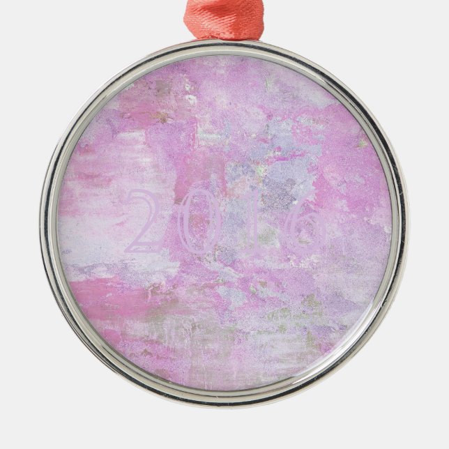 Romantic Sweet Happy New Year 2016 Soft Pink Metal Ornament (Front)