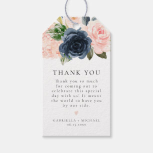 Romantic & Sweet Navy Floral Blush Thank You Favou Gift Tags