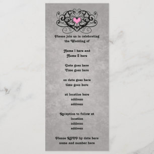 Romantic swirls and hearts wedding invitation