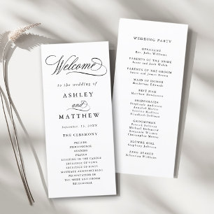 Romantic Swirly Calligraphy Wedding Ceremony Program