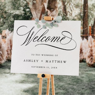 Romantic Swirly Calligraphy Wedding Welcome Sign