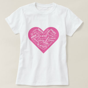 Romantic T-Shirt Multilingual Love Text Design