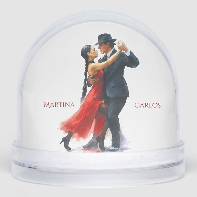 Romantic Tango Dance Couple Personalized Gift Snowglobe (Front)