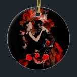 Romantic tango dancers on red fractal ceramic ornament<br><div class="desc">Digital collage of an original painting by Kevin Sean O'Connell,  personalize this design by adding your name,  monogram or text or visit the LEATHER_AND_LACE STORE for matching products and thousands of gift ideas</div>