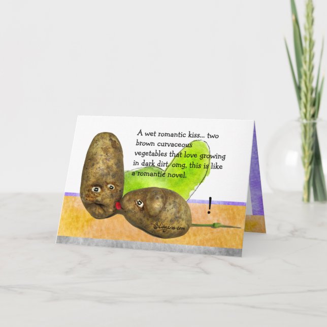 Romantic Tater Thoughts Funny Kissing Card (Front)