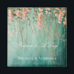 Romantic Teal Blush Peach Flowers Wedding Magnet<br><div class="desc">Romantic Teal Blush Peach Flowers Floral Wedding</div>