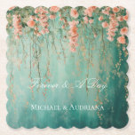 Romantic Teal Blush Peach Flowers Wedding Paper Coaster<br><div class="desc">Romantic Teal Blush Peach Flowers Floral Wedding</div>