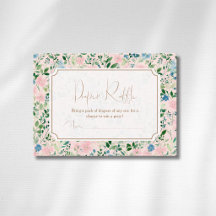 Romantic Teal Blush Sage Floral Gold Diaper Raffle