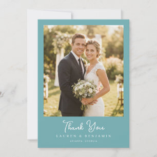 Romantic Teal Classic Photo Thank You Card