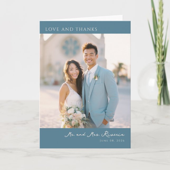 Romantic Teal Digital Print Thank You Card (Front)