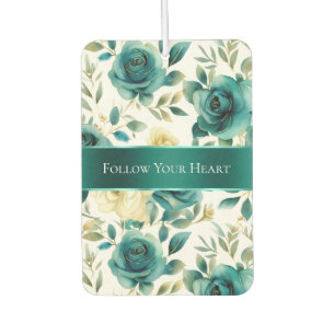 Romantic Teal Green Cream Rose Floral Air Freshener