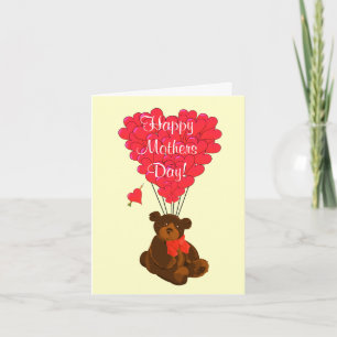 Romantic teddy bear mothers day card