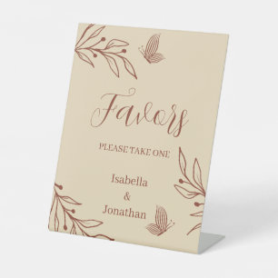 Romantic terracotta floral wedding tabletop pedestal sign