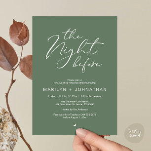 Romantic The Night Before Wedding Rehearsal Dinner Invitation