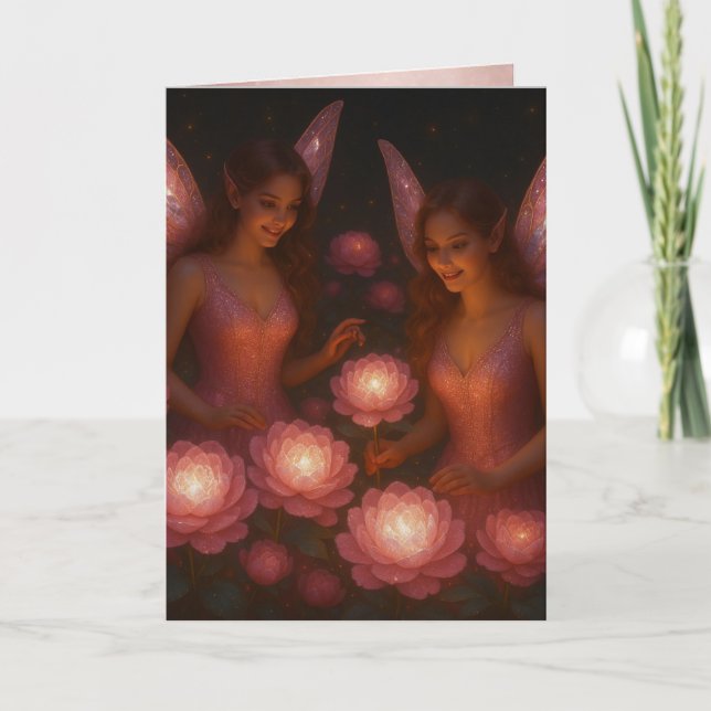 Romantic Thinking of You Love for Her Pink Lotus Card (Front)